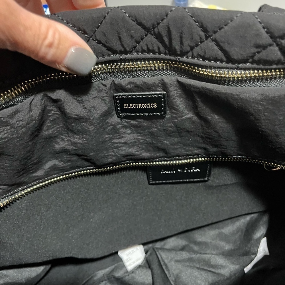 Saint + Sofia Marina Quilted Shopper Bag Black Travel Bag Internal Bag Straps - Picture 11 of 12
